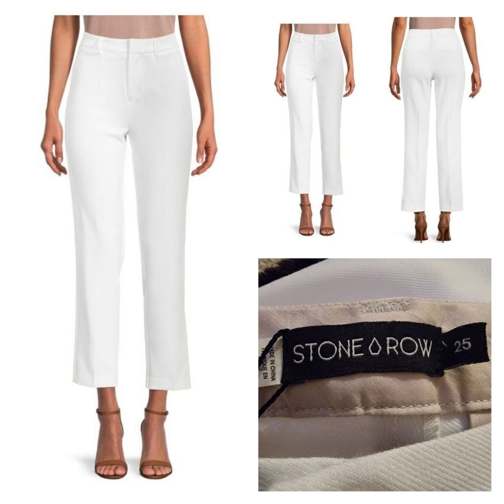 Stone Row White Ankle Pants